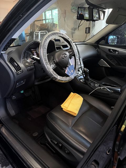 Infiniti Q50 interior after a deep interior detail
